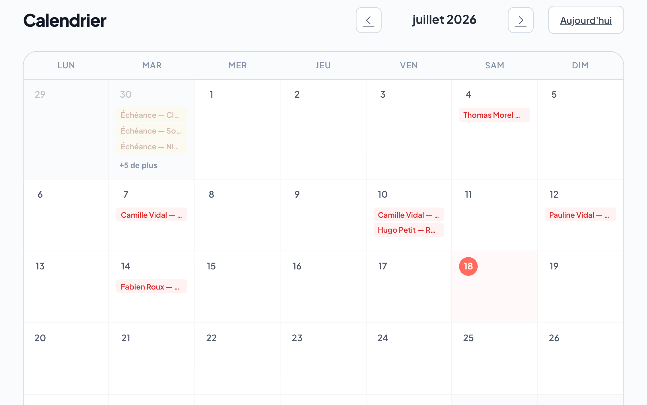 Calendrier des entretiens et échéances dans Entreview