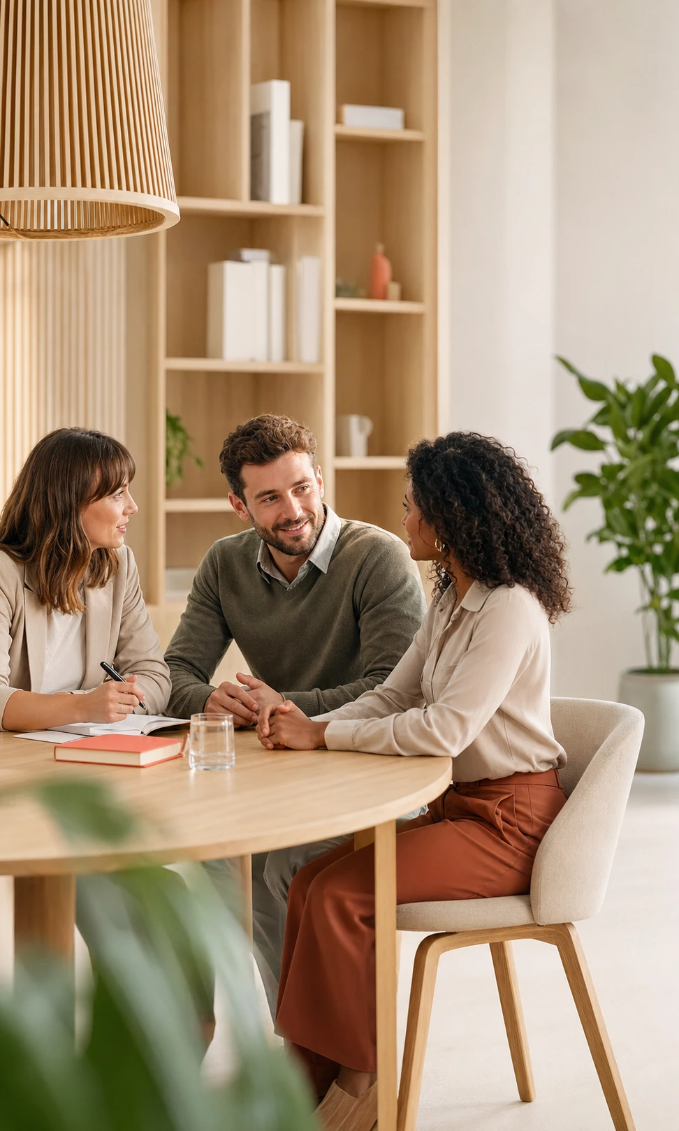 Professionnels RH préparant un entretien dans un bureau lumineux